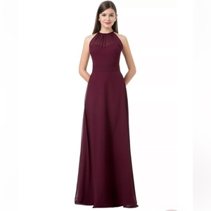 Bill Levkoff wine/maroon chiffon spaghetti tie a-line dress.  Size 10.  EUC‎